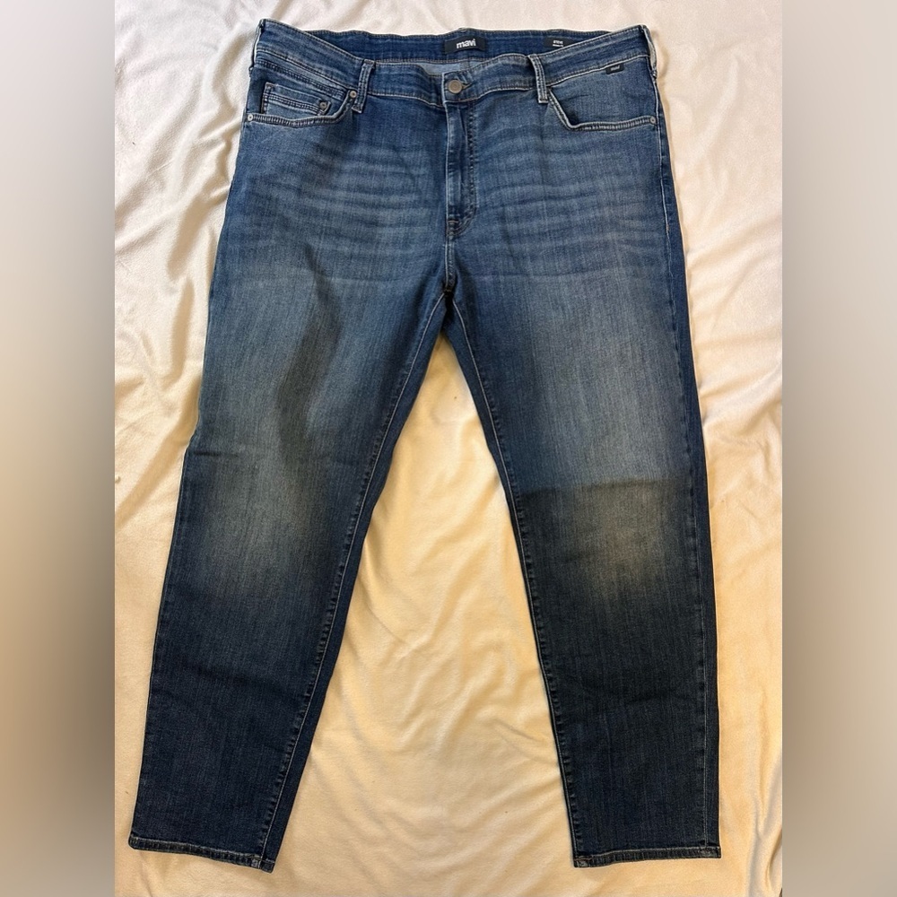 Mavi Men's Dark Blue Athletic Fit Cotton Jeans Size 42x32